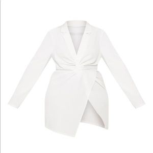 Plus Size White Twist Front Shirt Dress